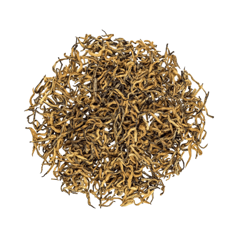 Rolled high-mountain oolong leaves in a teamotea tin